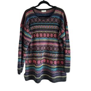 Vintage 90s The Avenue Sweater 1X Plus Size Multi-colored Long Sweater